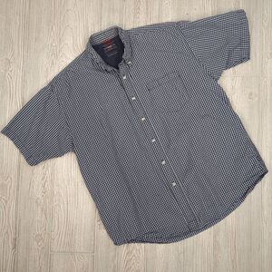 Vintage Y2K Wrangler Men's Large Cool River Cotton Blue White Button Down Shirt